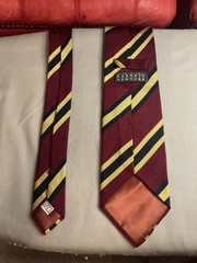 Barneys New York Burgundy Yellow Gold Black Stripe Silk Tie Vintage 80s