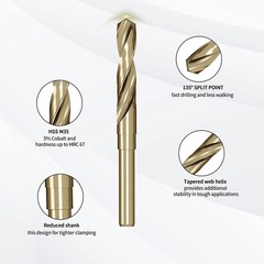 Meccion Cobalt Drill Bit 37/64 Inch High Speed Steel M35 Reduced Shank 37/64″