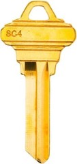 50 PCS Brass Finish Uncut Key Blanks SC4 (6SH1) Blank Keys 6 Pin