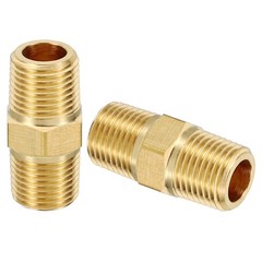 x 1/8″ 2Pcs 1/8″ NPT Male Thread Hex Head Brass Pipe Fittings Coupler