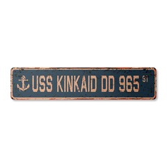 USS KINKAID DD 965 Vintage Street Sign us navy ship veteran sailor rustic gift