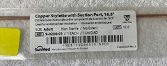 1 ea. New- SunMed Copper Stylette Stylet w/ Suction Port, 16.5″- 22 Available