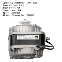 YZF18-25 AC Fan Motor 120V 60Hz 18W for Ventilation & Refrigeration