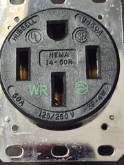 Hubbell, hbl9450A, 50 amp, 125/ 250 volt, Nema 14-50R, Receptacle