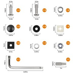 License Plate Screws Kits, Stainless Steel Anti Theft Mounting M6, Silver