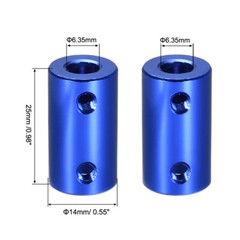 2pcs 1/4″ Bore Rigid Coupling Set Screw Aluminum Alloy Shaft Coupler Connector