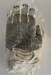 12-PAIR! Dotted String Knit Gloves Both Sides Black PVC Dots Gloves L