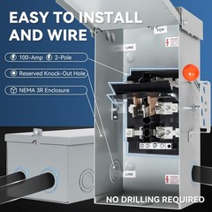 100A Manual Transfer Switch for Generator, 24000W General-Duty Double-Throw