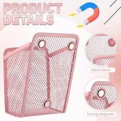 2 Pcs Large Magnetic Pencil Holder Mesh Stainless Steel Pen Basket Magnetic P…