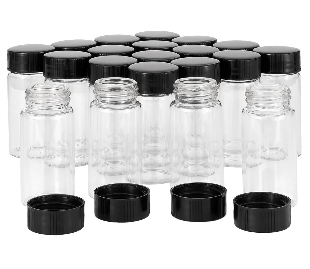 JIUWU 20 Pack, 20 ml Clear Glass Vials with Screw Caps 5 Dram Small Size…