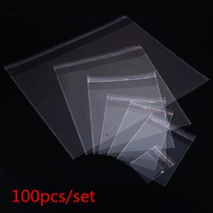 100pcs Resealable Poly Bag Transparent Plastic OPP Bags Self Adhesive Seal 2 Mil