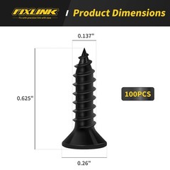 Wood Screws 5/8 Inch, 100 PCS Premium Flat Head Phillips Black Wood Screws, S…