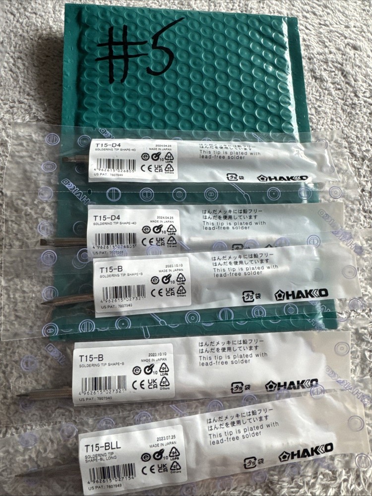NEW Lot of 5 Hakko T15-D4 B BLL Soldering Tips Conical