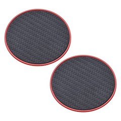 SEIWA Car Interior Non-Slip Drink Pocket Mat Carbon Fiber Pattern Black 2-Piece