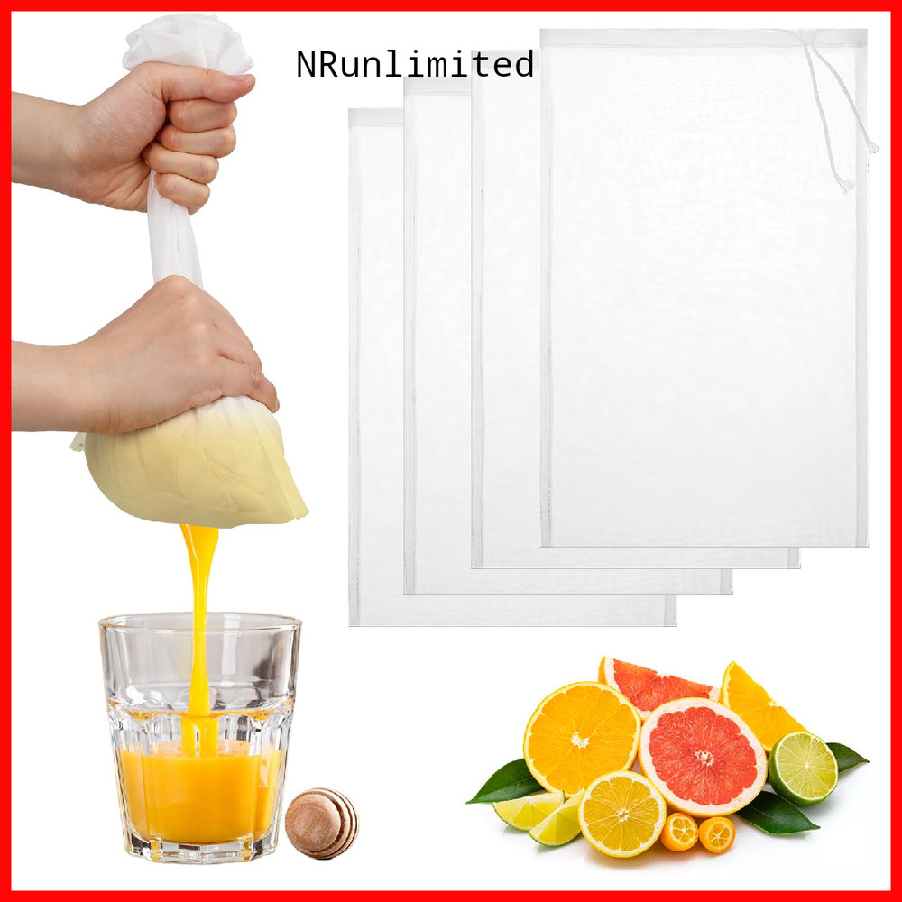 Qfwdfctrenz 4 Pack Nut Milk Bag 12 X 8 Inch Nut Bag Strainer Reusable Nylon