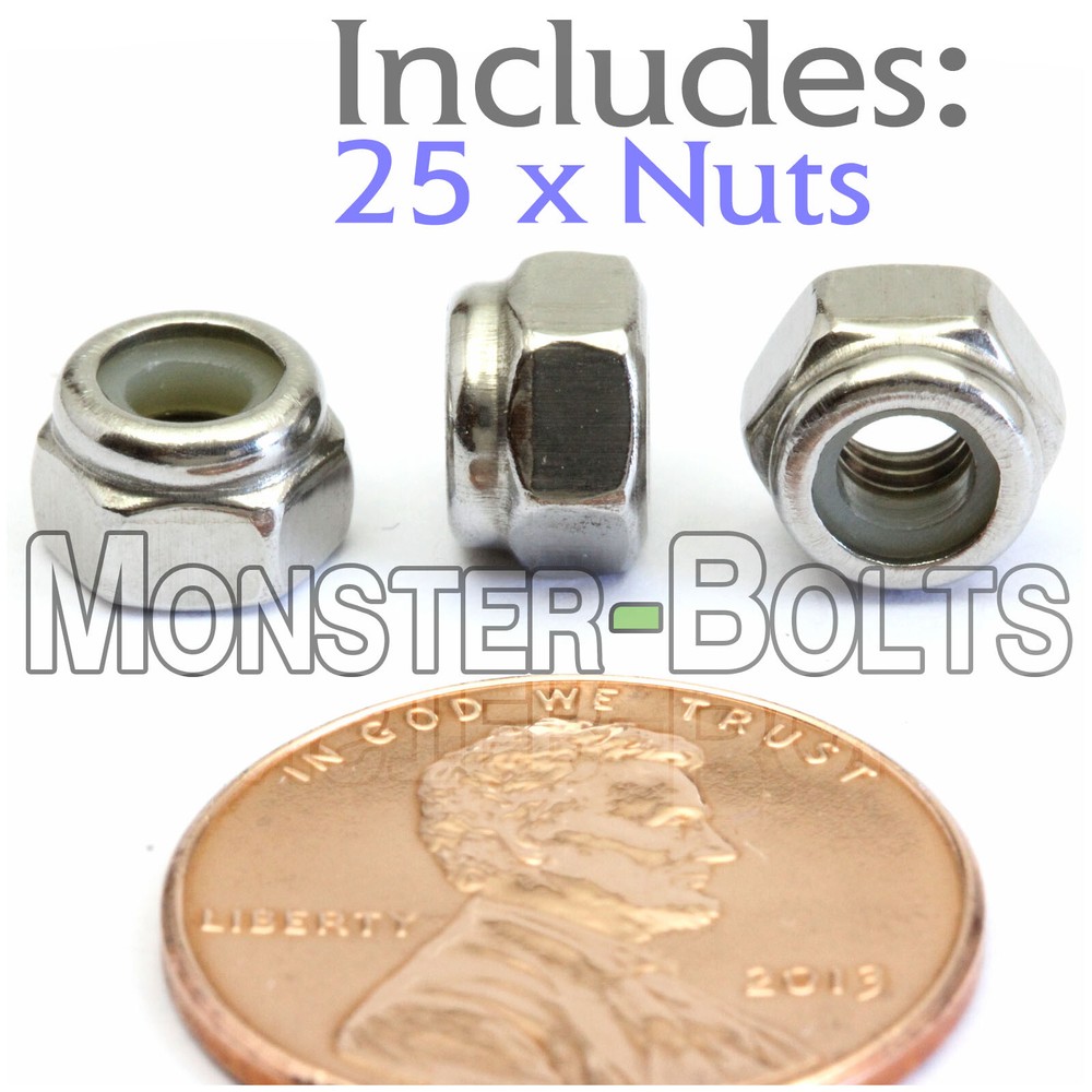 M4-0.7 / 4mm – Qty 25 – Nylon Insert Hex Lock Nut DIN 985 – A2 Stainless Steel
