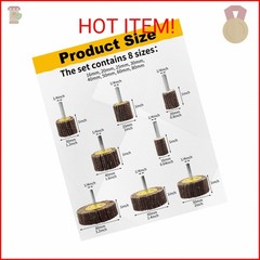 SHITIME 8 Pcs Flap Wheel Sander Set, 1/4″ Shank 8Size Flapper Wheel, SHITIME Lon