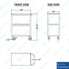 15 in. x 24 in. x 33 in. Stainless Steel 3-Shelf Utility Cart