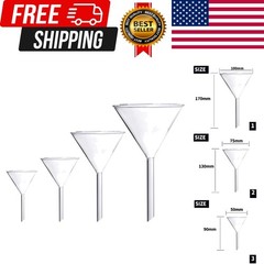 Glass Funnel Set, 4 Pcs Lab Borosilicate Glass Funnels, 100mm (170mm Length), 75