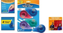 BIC EZ Correct Correction Tape 4-Pack: Quick-Dry, Tear Resistant for School Use
