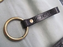 CHOICE of ONE (1) Flashlight/Baton Holder-Blk Leather Basketweave w/Brass Ring