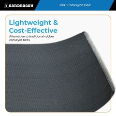 PVC Conveyor Belt–Solid Woven, 18″ x 12.5 ft | Black Industrial Belt – Sandbaggy