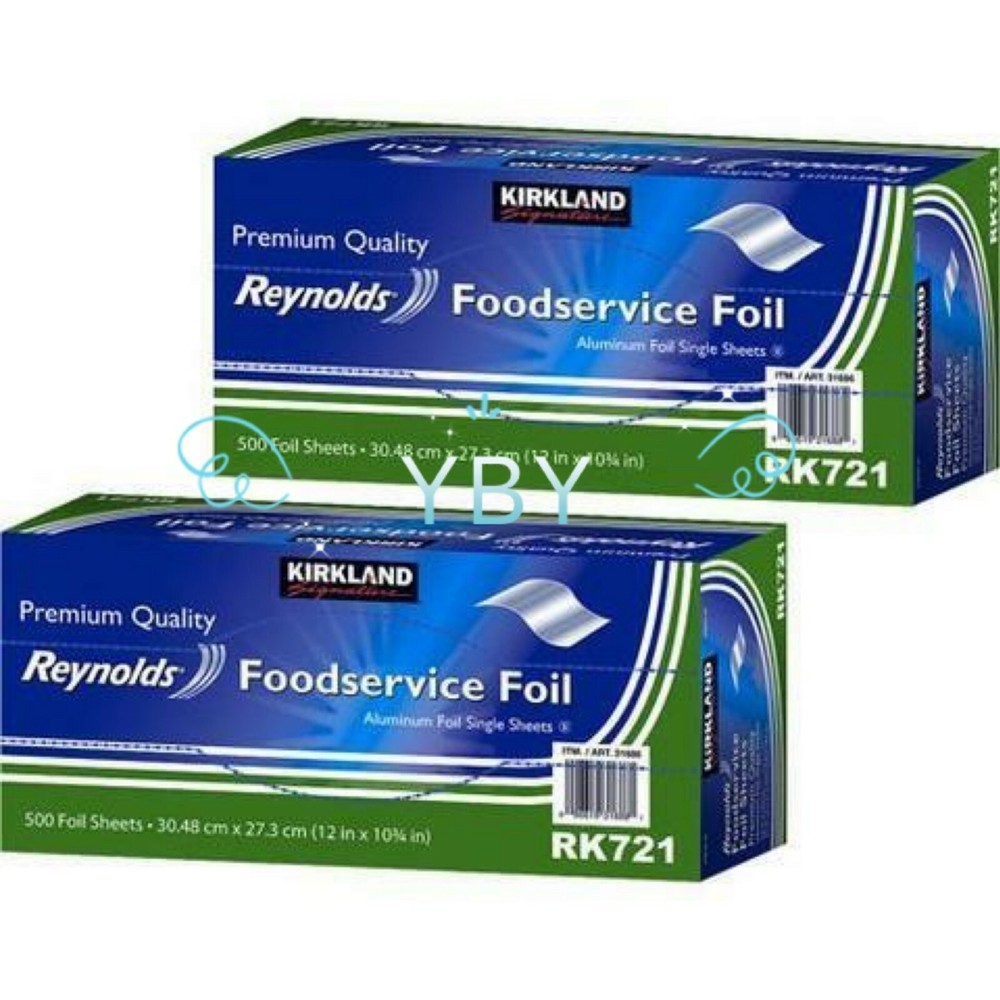 2X Kirkland Reynolds Foodservice Aluminum Foil 12×10.75 Single,Total 1000 Sheets