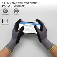 MicroFoam Nitrile Coated Work Gloves – 6 Pairs Seamless Knit Gray