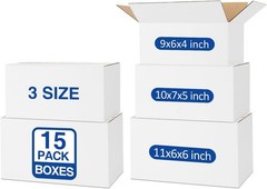 20-Pack Assorted Small Shipping Boxes – White Corrugated Mailers
