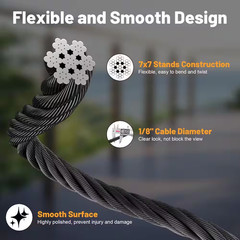 6.1 In. H X 7.9 In. W Black T316 500 Ft. Metal 1/8 In. Cable Wire Rope with Cutt