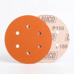 50 PCS 6 Inch 6 Hole Ceramic Sanding Discs P180 Grit, Hook and Loop Orbital