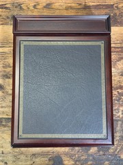 Bombay Company Wood Writing Box Lap Desk Organizer Slant Top Green Faux Leather