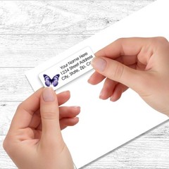 60 Return Address Labels Personalized Sticker 3/4 x 2 1/4 Purple Butterfly