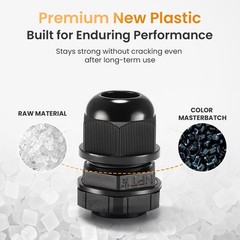 Cable Gland Waterproof IP68 Nylon Cord Grip 1/2 NPT Connector Black 12 Pk