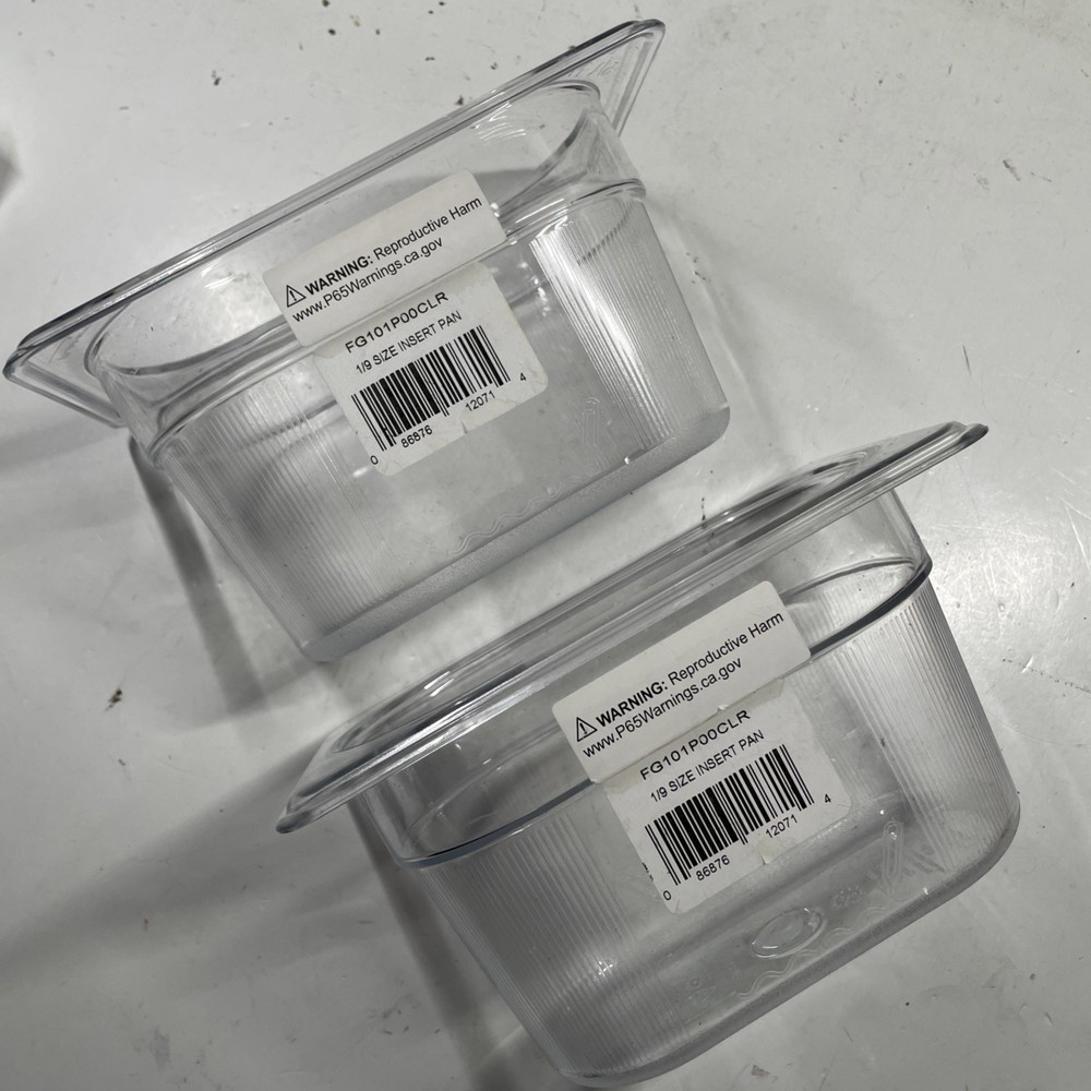 Lot of 2x RUBBERMAID COMMERCIAL PRODUCTS COLD FOOD INSERT PAN 1/9 SIZE – CLEAR