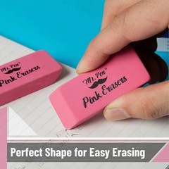 Mr. Pen Pink Pencil Erasers Bulk 12 Pack Large Latex Free Block Art School