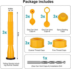 Gas Can Spout Replacement,Fuel Can Spout,Gas Tank Nozzle,Gas Tank Spout,(3Kit-Ye