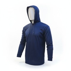 Neon Yellow Long Sleeve Safety Shirt With Hoodie, Polyester Birdeye mesh fabric