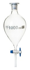 Eisco 1000ml Squibb Separatory Funnel, PTFE Stopcock, 29/32 – Borosilicate Glass