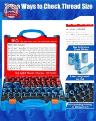 66 Nut and Bolt Thread Checker with Storage Box, Thread Checker Measuring Tool(3