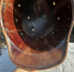 Rare 1930s MSA Skullgard Cap Style Mining Hard Hat Bakelite Leather Lamp Bracket