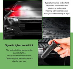 Car Emergency Strobe Light, 12V Windshield Dashboard Warning Flash Light with 12