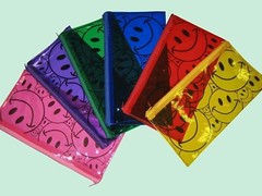 6 PCS 6-Color Smiley Pencil Pen Case Zipper Pouch Cosmetic Bag Waterproof, 1411