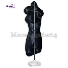 BLACK & FLESH MANNEQUIN FEMALE TORSO DRESS FORMS SET with TABLE TOP STANDS