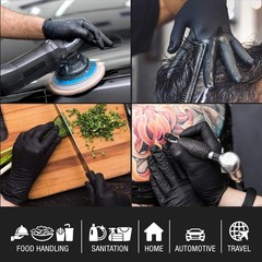 X-Large Black Nitrile Gloves – 100 Count, 5.0 Mil, Latex-Free for Food Handling
