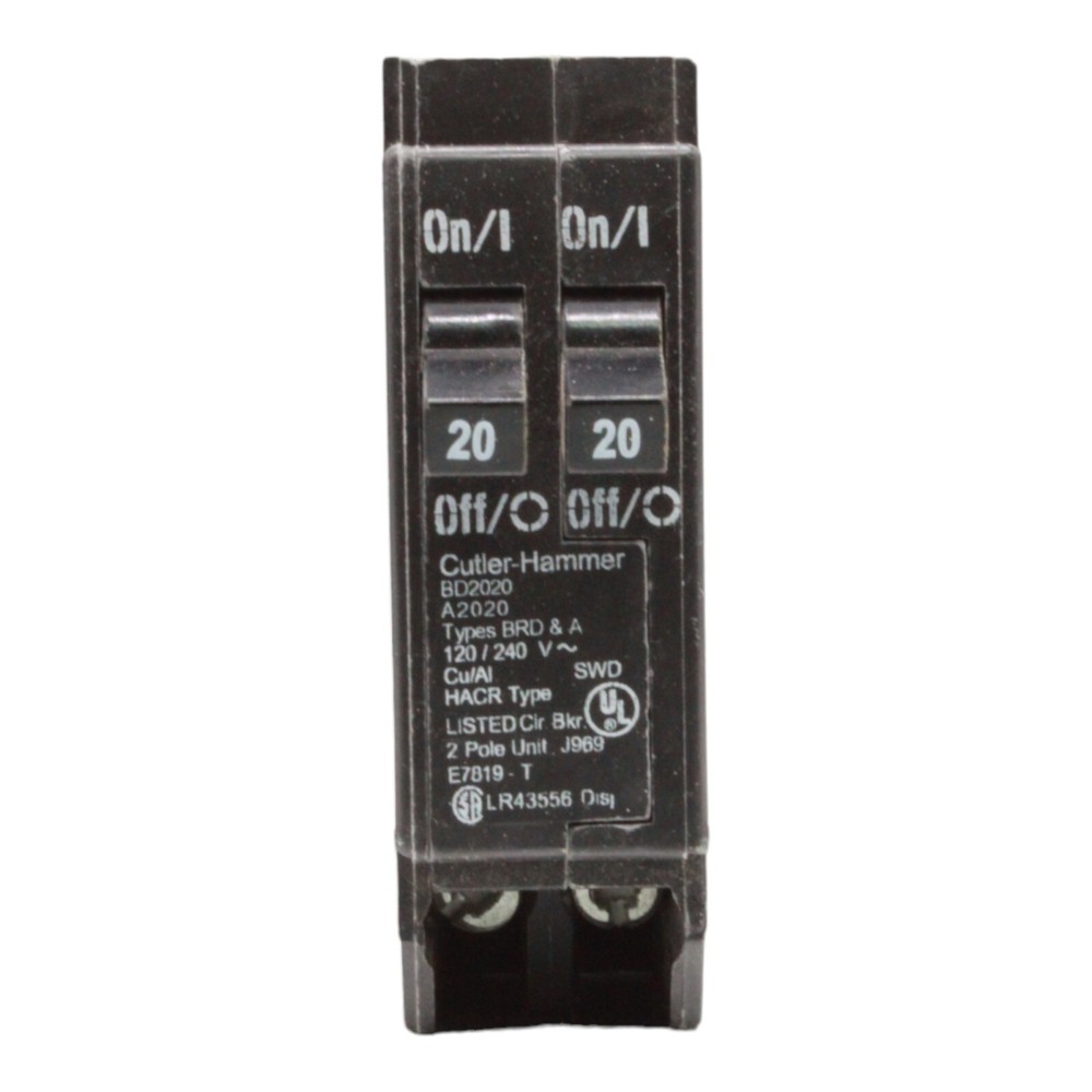 EATON BD2020 120/240V 2-POLE 20 AMP CIRCUIT BREAKER TESTED