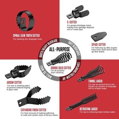 8-Piece Drain Snake Cutter Heads Steel 5/16″-3/4″ Easy Installation for Cleaning
