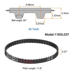 5pcs 116XL 037 Timing Belt 58 Teeth Rubber Geared Cogged Belt 0.20″ Pitch