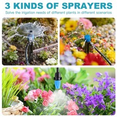 Garden Drip Irrigation System 230FT with 1/2″ & 1/4″ Tubing – Adjustable