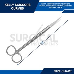 Dental Surgical Medical ENT Scissors Kelly Curved 7″ Sharp/Sharp German Grade
